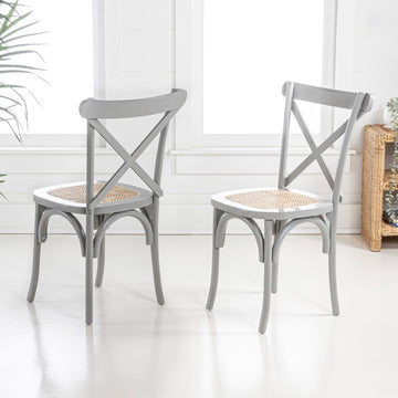 Cassis Traditional X-Back Wood Rattan Dining Chair - JONATHAN Y